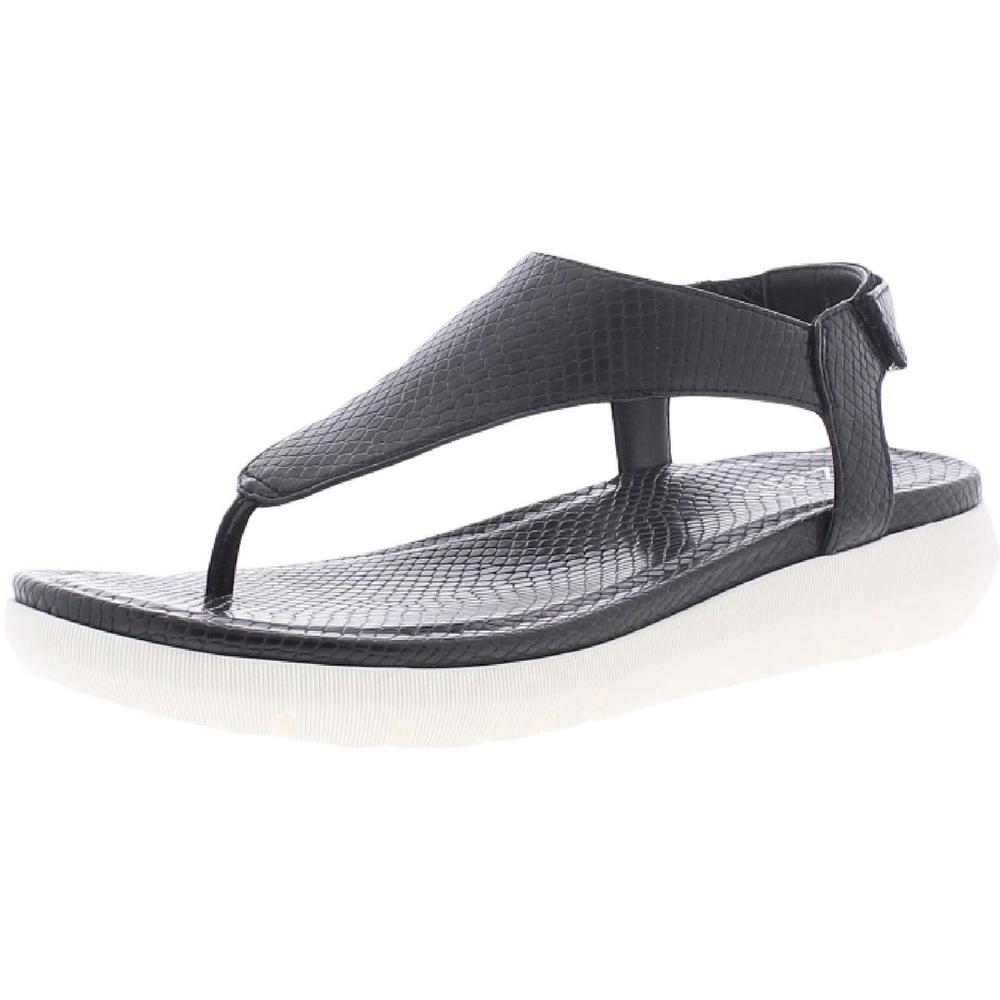 Naturalizer Womens Meghan Black Faux Leather Thong Sandals Shoes NWT